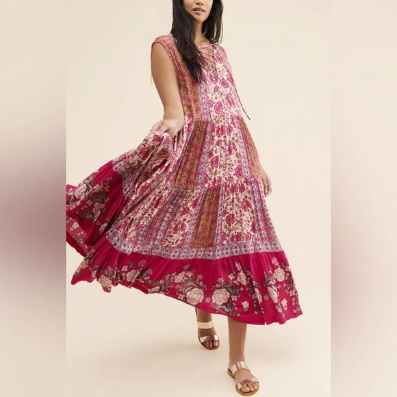 Free People Hanalei Bay Maxi Dress Oversized XS Bohemian Floral - Picture 1 of 5